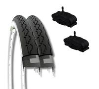 ECOVELO 2 Copertoni + 2 Camere D'aria America 2 Cubiertas de 24 x 1 3/8, Blanco/Negro, 24"