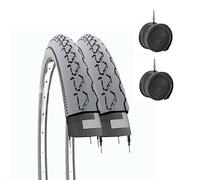 ECOVELO 24 x 1 3/8 (37-540) + Cámaras de Aire Neumáticos Cochecito 2 Cubiertas, Silla de Ruedas para discapacitados, Gris, 24"