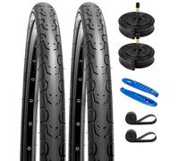 2 neumáticos de bicicleta de carretera 700C 700X35C/37-622 y 700C, válvula Schrader con 2 tiras de llanta compatibles con neumáticos y tubos de bicicleta 700X33C 700X34C 700X35C 700X36C 700X37C (Y