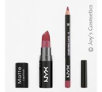 2 NYX Barra de Labios Mate 15 Whipped Caviar + Delgado Lápiz 860 Peekaboo Neutro