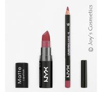 2 NYX Barra de Labios Mate 15 Whipped Caviar + Delgado Lápiz 860 Peekaboo Neutro