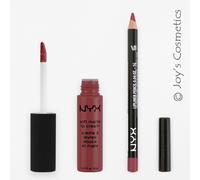 2 NYX Soft Matte Lip Cream 32 Roma + Lápiz Labial Slim 809 Caoba Set Joy's