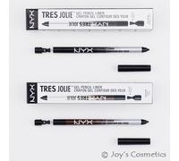 2 NYX Tres Jolie Gel Lápiz Delineador" Tjl - 01 Negro & 02 Marrón" Joy's