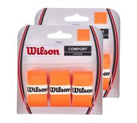 2 of Wilson Pro Overgrip Comfort 3 Packs (Total 6 Strips of overgrip) - Burn Orange