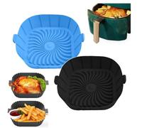 2 ollas de silicona para freidora de aire de 7.5 pulgadas, forros cuadrados de silicona para freidora de aire, reutilizables, forros de silicona para freidora de aire, accesorios de forro