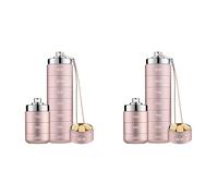 2 organizadores de tabletas de metal para la semana, apilable, impermeable, pastillero, organizador de 7 medicamentos, rosa