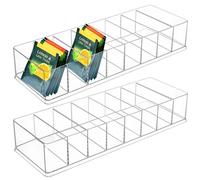 2 organizadores transparentes para bolsas de té, 8 ranuras, separadores de despensa para cocinas y oficinas
