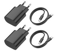 2-Pack 25W Cargador USB C Carga Rapida para Samsung Galaxy S25/S24/S23/S22/S21/S20/S10/S9/S8/A71/A52/A51/A31, Enchufe USB C Rapido Carregador USBC Fast Charger para Cargador para Samsung con 2M Cable