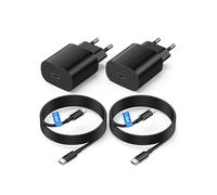 2-Pack 25W Fast Wall Charger + USB-C Cable for SAMSUNG S22 5G, S22 ULTRA 5G, S21 FE 5G, S21, S21 PLUS, S20 etc., Black