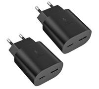 2 Pack 25W USB C Cargador Rápida 2 Port Cargador móvil para Samsung S26 | Galaxy S25 S24 S23 S22 S21 S20 S10 A57 A56 A55 A37 A36 A35 A17 A16 A15 A05s Z Flip 8/7 Adaptador carga móvil Cargador pared