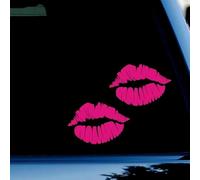 2 Pack 3,8 in x 5,5 in utopegajoso Car Kiss Mark Labios - Adhesivo Sexy y Colorido para Coche, Moto o Casco - Vinilo duradero e impermeable rosa