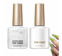 2-Pack 3D Water Drop Nail Top Coat Gel - Clear Glossy No-Wipe Styling Polis