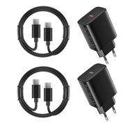 2 Pack 45W Cargador Carga Rapida for Samsung Galaxy S25/S24/S23/S23+/S23 Ultra/S22/S21/S20/Note20/10/9/8/A73/A53/S10, iPhone 17/16/15 con 2M Cable, USB C Cargado Adaptador Cabezal Negro Carregador