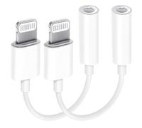 2 Pack Adaptador Auriculares iPhone [Certificado Apple MFi] - Lightning to Jack 3.5mm para Cascos Aux Audio - Cable Jack Accesorios Kompatibel mit iPhone 14/13/12/11/Xs/XR/X/8/7 für Alle iOS