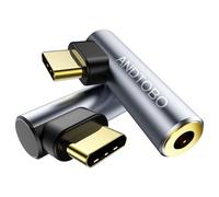[2 Pack] Adattatore Audio da USB C a 3,5mm, iPhone 17 Air Pro MAX USB Tipo C a 3.5 mm Hembra Jack Auriculares Adaptador 90 Grados, Dongle Aux DAC Estéreo HiFi ángulo Recto para iPhone 16/15 Pro MAX