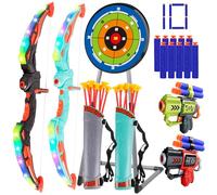 2 Pack Arcos y Flechas para Niños Set de Tiro con Arco con Luces LED Juguete para Interiores y Exteriores para Niños y Niñas de 4 a 12 Años Regalo