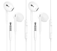 2 Pack Auriculares in Ear, 3,5 mm Jack Auriculares con Cable con Micrófono y Control de Volumen, HiFi Estéreo Cancelación Ruido Auriculare Compatible con MP3/4 una Variedad de Dispositivos de 3,5 mm