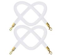 2 Pack Barrier Rope for Movie Theaters/Hotels/Restaurants Crowd Control,White Velvet Hanging Ropes(2m/6.56ft)