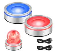 2 Pack Base de Luz Led, Base de Pantalla Led, 6 Colores de Iluminación Redondo Led Base de Exhibición de Luces Led con Interruptor Táctil Sensible para Artes de Cristal Vidrio