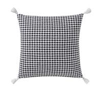 (2 Pack) Beautiful Tonal Houndstooth Cotton Decorative Pillow with Tassels by, 22" x 22", Rust (Black)