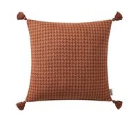 (2 Pack) Beautiful Tonal Houndstooth Cotton Decorative Pillow with Tassels by, 22" x 22", Rust (Terracotta)