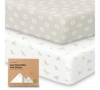 2 Pack Bio Bambú Sábanas de Cama tensada para Cuna - 97x66 Pack n Play Sábanas de Cama tensada Cama para bebé Transpirable Sábanas de Cama tensada, Playard Sábanas para niños y niñas (Meadow)