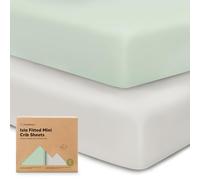 2 Pack Bio Bambú Sábanas de Cama tensada para Cuna - 97x66 Pack n Play Sábanas de Cama tensada Cama para bebé Transpirable Sábanas de Cama tensada, Playard Sábanas para niños y niñas (Sage)