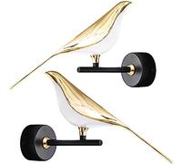 2 Pack Bird Art Wall Sconce Gold LED Wall Lamp, Elegant Magpie Decor Lighting Fixture White Acrylic Belly, 9W French Creative Room Bedroom Wall Sconces For Mom