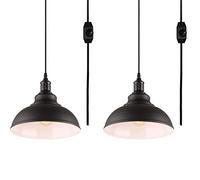 2 Pack Black Vintage Chandelier Fixtures Plug in Pendant Lights Metal Iron Chandelier with Dimmer for Kitchen Island Dining Bedroom