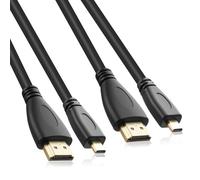 2 Pack Cable Micro HDMI a HDMI 1.5M, 4K Resolution, Soportes de Alta Velocidad, 4K 60Hz 1080P Compatible con Raspberry Pi 5, Pi 4B, GoPro Hero 7 Black Hero 4 5 6, Sony A6000/6300 Camera, Nikon B500