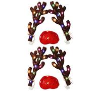 2 Pack Car Reindeer Antlers Kits, Reindeer Antlers & Nose for Christmas, Rudolph Car Decoration Set with LED Lights, Auto Accessories Ornament for Add Holiday Spirit, Car Costume for Car SUV Van Truck