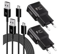 2-Pack Cargador 15W Carga Rapida, Cargador Movil con 1.5M Micro USB Cable Compatible con Samsung Galaxy S7 S6 Edge S5 S4 S3 S2 A7 A9 A03 J8 J7 J6 J5 J3, Tab 4, Tab S2, Android Smartphone