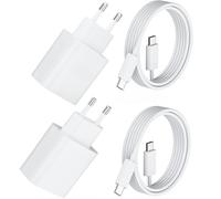 2 Pack Cargador Carga Rapida 20W PD3.0 con 2 Cables USB C de 2M, Tipo C Adaptador Cabezal para iPhone 16/16 Pro/16 Pro Max/16 Plus/15/15 Pro/15 Pro Max/15 Plus/iPad/iPad Air - Color Blanco