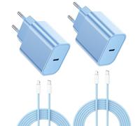 2-Pack Cargador Carga Rapida for iPhone 14/14 Pro/14 Pro Max/14 Plus 13 12 11 SE XR X XS 8 7, iPad Air Mini, AirPods, 25W USB C Carregador Enchufe Rapido Adaptador Charger Corriente con 2M Cable