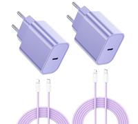 2-Pack Cargador Carga Rapida for iPhone 14/14 Pro/14 Pro Max/14 Plus 13 12 11 SE XR X XS 8 7, iPad Air Mini, AirPods, 25W USB C Carregador Enchufe Rapido Adaptador Charger Corriente con 2M Cable