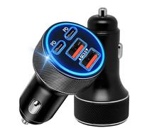 2-Pack Cargador Coche Carga Rápida 90W Type-C/USB, Cargador Mechero Coche USB Carga Rápida PD90W & QC 3.0, Adaptador Cargador Móvil Coche