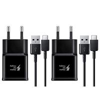 2-Pack Cargador Compatible con Samsung A52, A52S, A53, A51, A50, A33, S21, S20 FE, S10, S9, S8 Plus, Z Flip3, Z Fold3, M53 5G, Samneer AFC Carga Rapida con Cable Tipo C 150cm - Negro