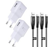 2 Pack Cargador con Cable 200cm Compatible con Samsung Galaxy S10, S10 Plus, S10e, S9, S9 Plus, S8, S8 Puls, Note10, Note9, DBZYLN AFC Carga Rapida - Blanco