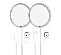 2 Pack Cargador Inalambrico para iPhone, 15W Cargador de Inducción Rápido Compatible, USB C para MagSafe/Apple iPhone 16/15 Pro Max/15 Plus/15 Pro/15/14/14 Pro/13/12, AirPods