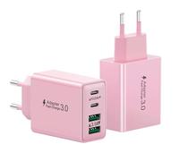 2-Pack Cargador USB C, 40W 4-Puertos USBC Enchufe Carga Cargador Rapida Charger para iPhone 16 15 14 13 12 11 Pro MAX Plus, Samsung, iPad, Múlti USBC PD Adaptador+ QC Rápido Tipo C Cabezal Pared