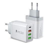 2 Pack Cargador USB C 40W, Cargador iPhone Carga Rapida, 4 Puertos Enchufe USB, Múltiple Cargadors PD+QC3.0 Rápido Pared Adaptador Tipo C para iPhone 16 15 14 13 12 Pro MAX,iPad,Samsung S25 S24 S23