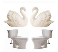 2 Pack Ceramic Swan Toilet Screw Cover Caps, Swan Bolt Covers Decorative for Bottom of Toilet, Easy Installation Bathroom Accessories (White)