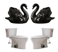 2 Pack Ceramic Swan Toilet Screw Cover Caps, Swan Bolt Covers Decorative for Bottom of Toilet, Easy Installation Bathroom Accessories (Black)