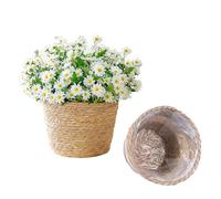 2-Pack Cesta de la Macetero Mimbre, Maceta al Aire Libre, Macetas Pequeñas, Maceta Tejida, Jardinera Para Plantas de Interior, Para las Plantas Flores Decorativos del Hogar (Marrón / Beige)