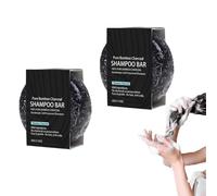 2 Pack Champú Sólido, Barra de champú Natural Cabello, Champú Sólido Que Oscurece, Barra de champú de carbón de bambú, Promueve el crecimiento del cabello y previene su caída