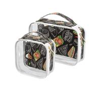 2 Pack Clear Travel Maquillaje Cosmético Tocador Hamburguesa Comida Rápida para Mujeres Hombres Niñas, Hamburguesa Cosmética Lavadora Organizador Bolsa para Viajes Essentials, Multicolor, Bolsa de