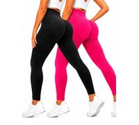 2 Pack Compression Leggings for Women, High Waisted Anti Cellulite Tummy Control Seamless Workout Yoga Pants (2 Pack - 19,4XL)