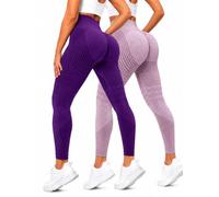 2 Pack Compression Leggings for Women, High Waisted Anti Cellulite Tummy Control Seamless Workout Yoga Pants (2 Pack - 7,4XL)