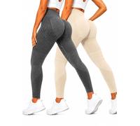 2 Pack Compression Leggings for Women, High Waisted Anti Cellulite Tummy Control Seamless Workout Yoga Pants (2 Pack - 10,XXL)