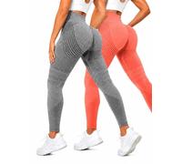 2 Pack Compression Leggings for Women, High Waisted Anti Cellulite Tummy Control Seamless Workout Yoga Pants (2 Pack - 9,M)